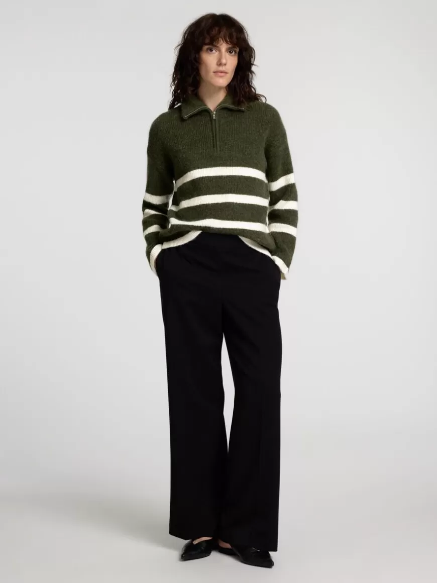 SELECTED HALV GLIDELÅS PULLOVER Green Flash Sale