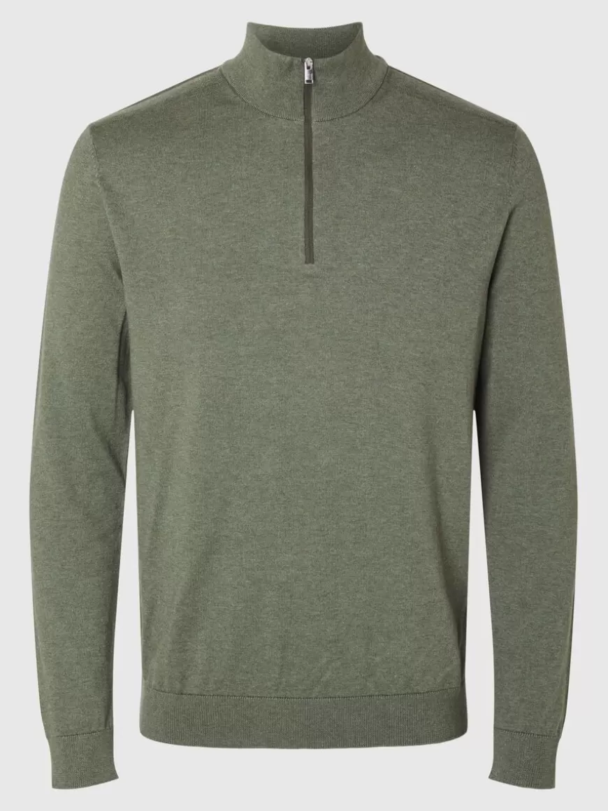 SELECTED HALV GLIDELÅS STRIKKET PULLOVER Green Fashion