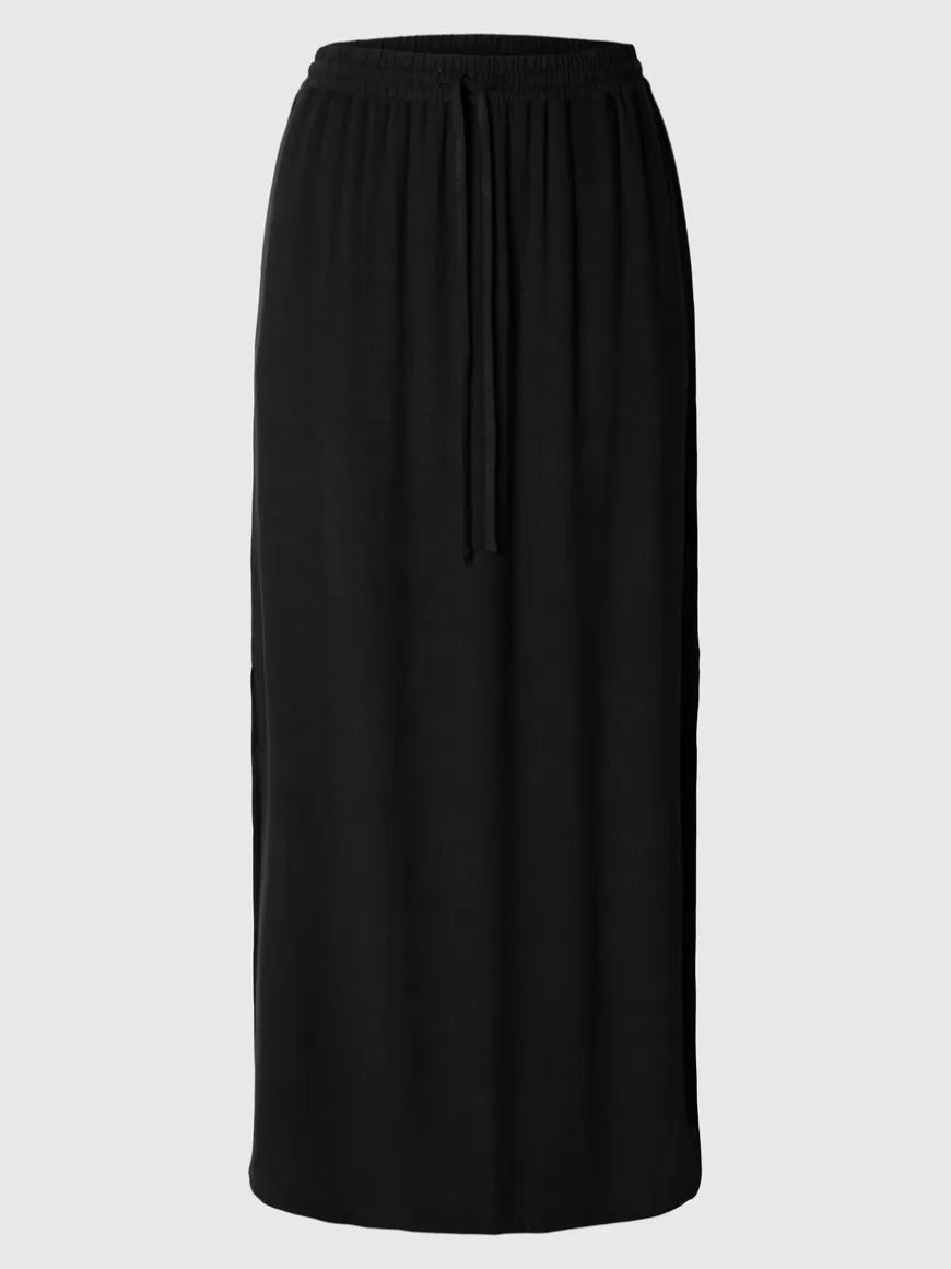 SELECTED HIGH WAISTED MAKSISKJØRT Black Best