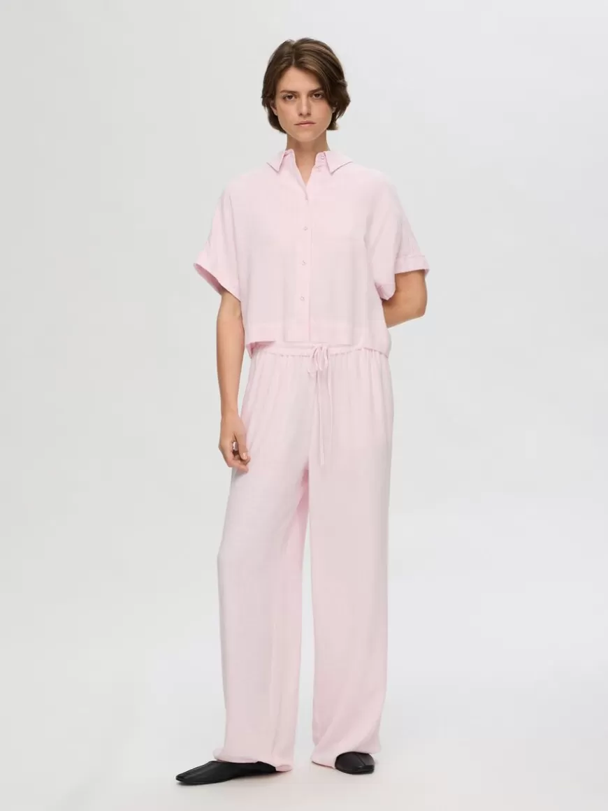 SELECTED HIGH-WAISTED BUKSER Pink Flash Sale