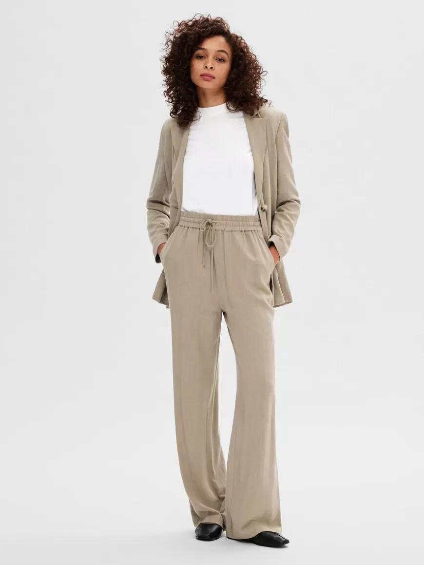 SELECTED HIGH-WAISTED BUKSER Beige Cheap