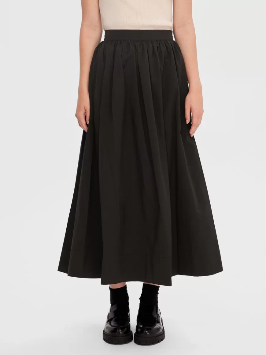 SELECTED HIGH-WAISTED MIDISKJØRT Black Clearance