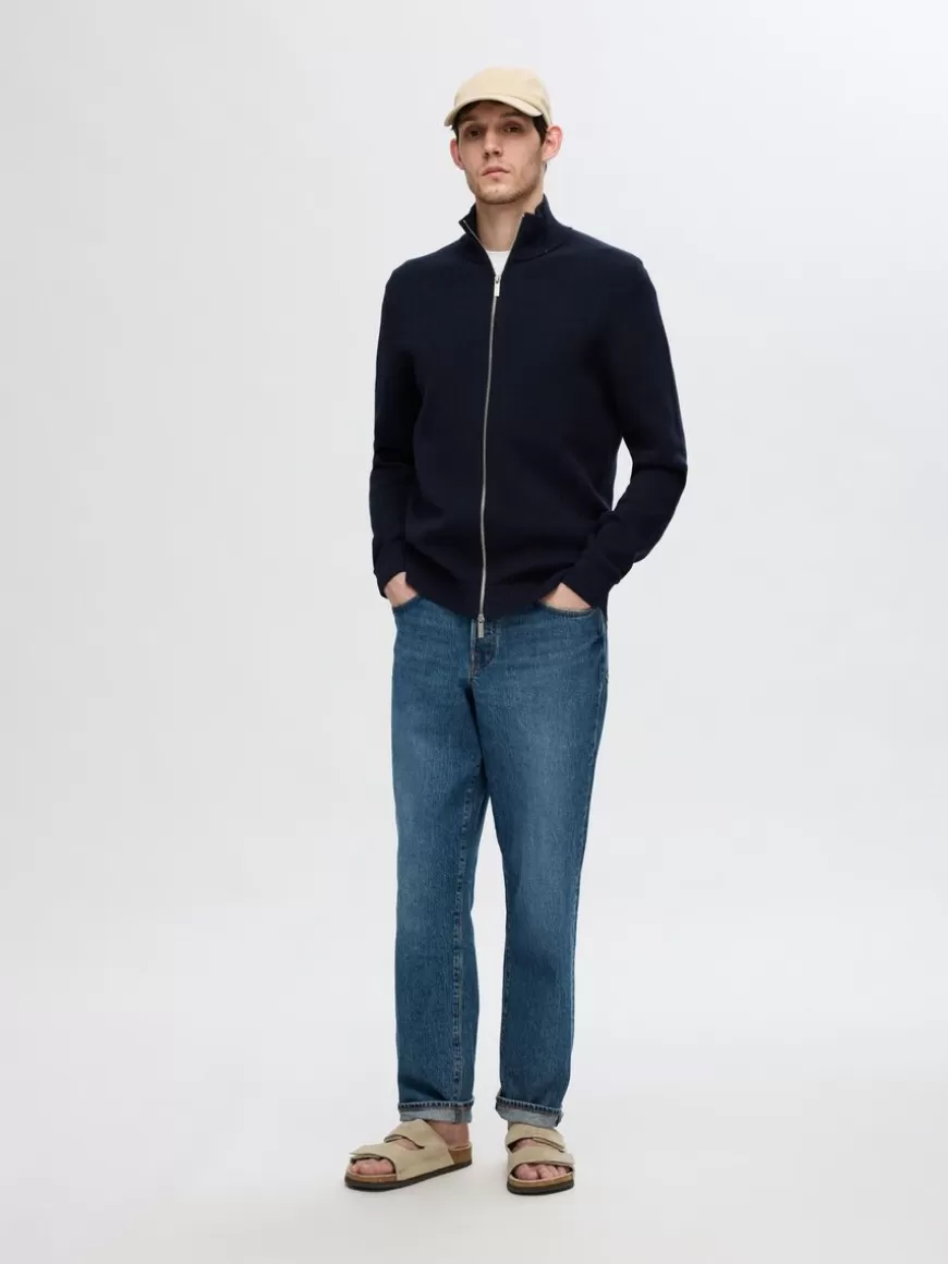 SELECTED HØY HALS MED GLIDELÅS STRIKKET CARDIGAN Blue Clearance