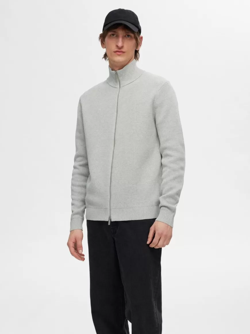 SELECTED HØY HALS MED GLIDELÅS STRIKKET CARDIGAN Grey Cheap