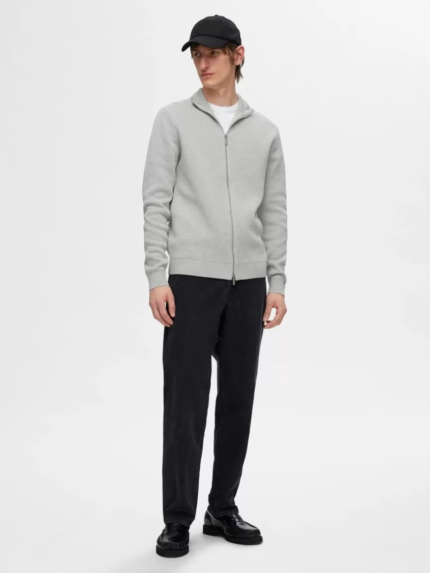 SELECTED HØY HALS MED GLIDELÅS STRIKKET CARDIGAN Grey Cheap