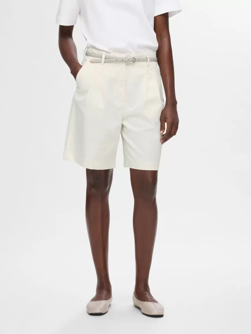 SELECTED HØY MIDJE CHINOSHORTS Beige Flash Sale