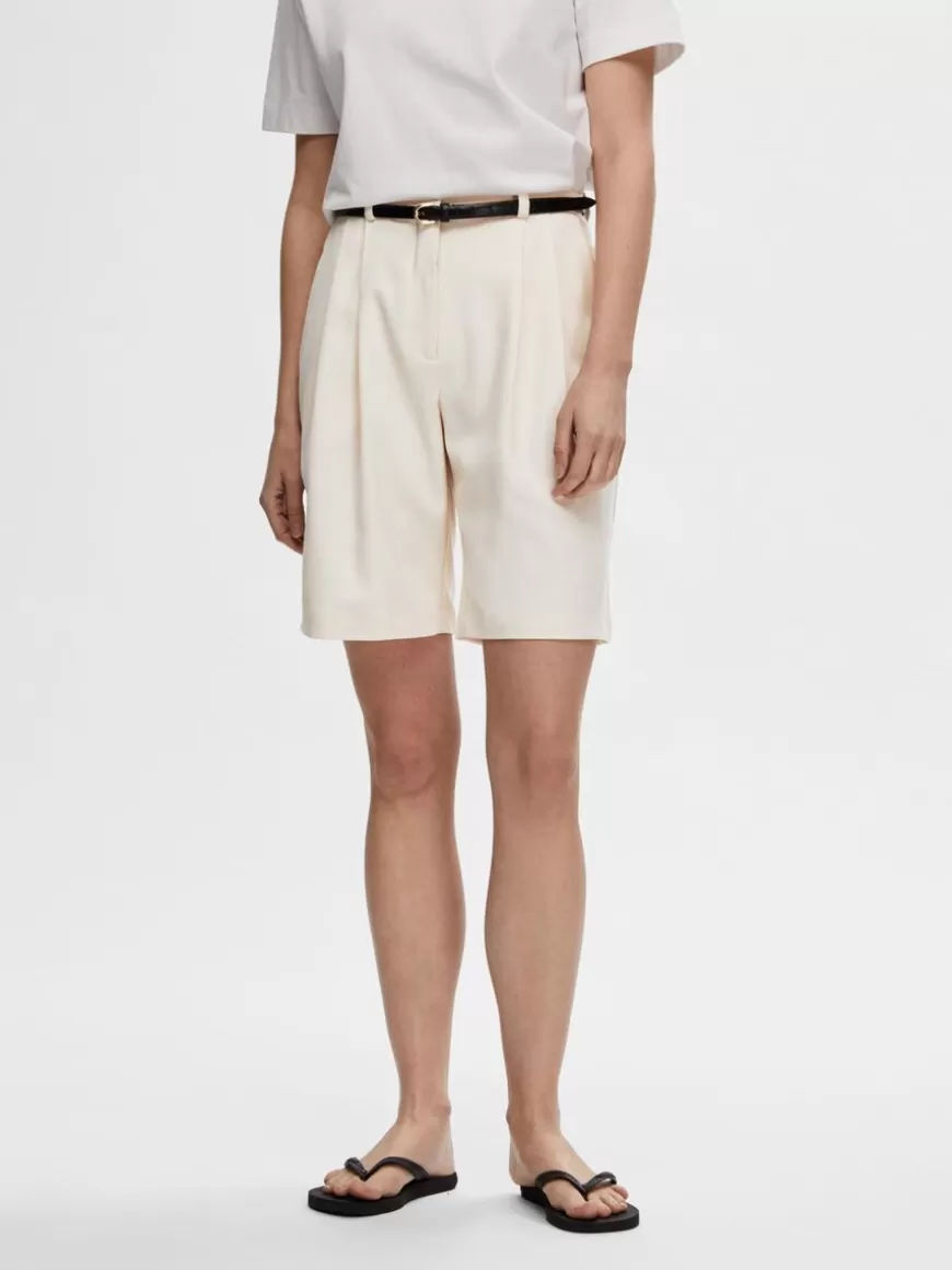 SELECTED HØY MIDJE SHORTS Beige Cheap