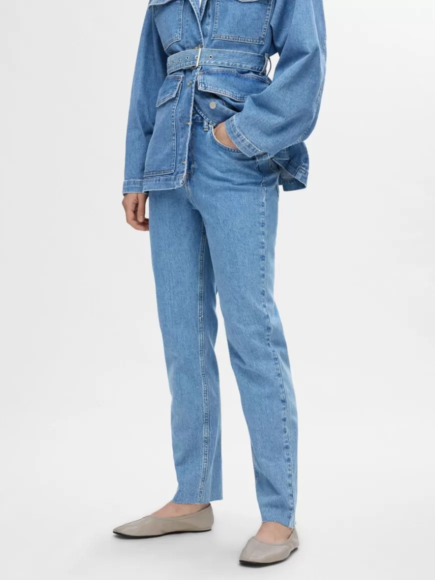 SELECTED HØY MIDJE STRAIGHT FIT JEANS Blue Sale