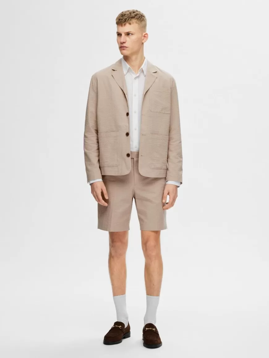 SELECTED HYBRID BOMULL SEERSUCKER BLAZER Beige Shop