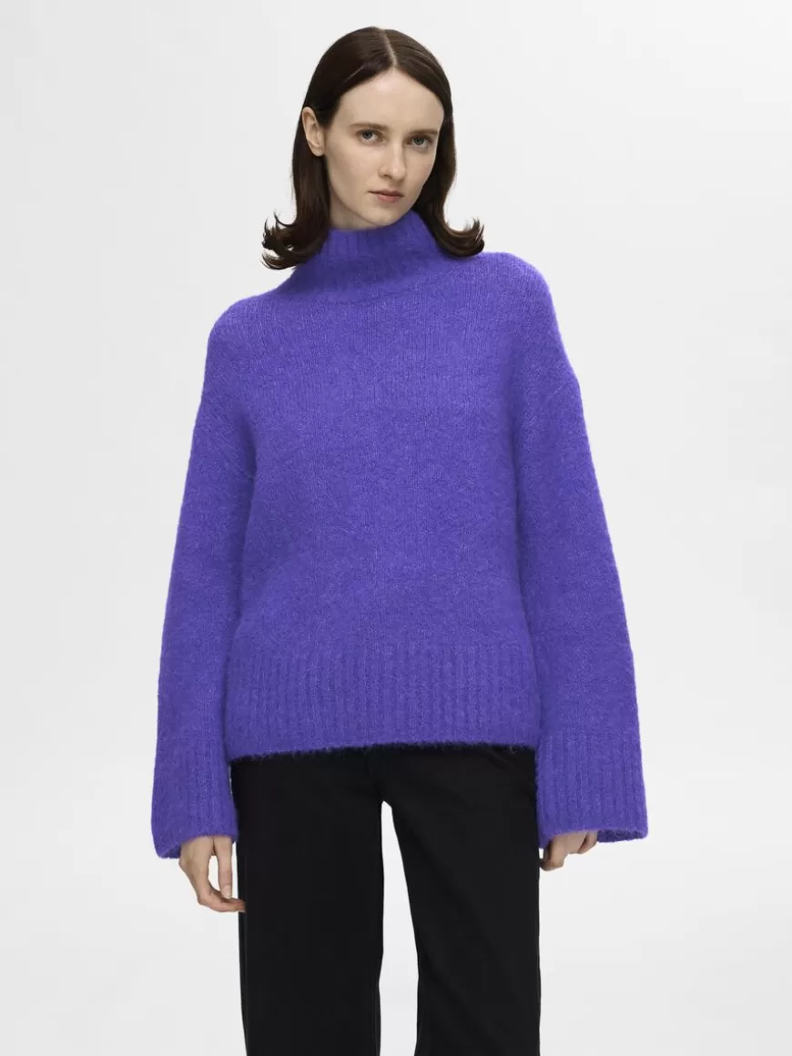 SELECTED HØYHALSET PULLOVER Purple Best