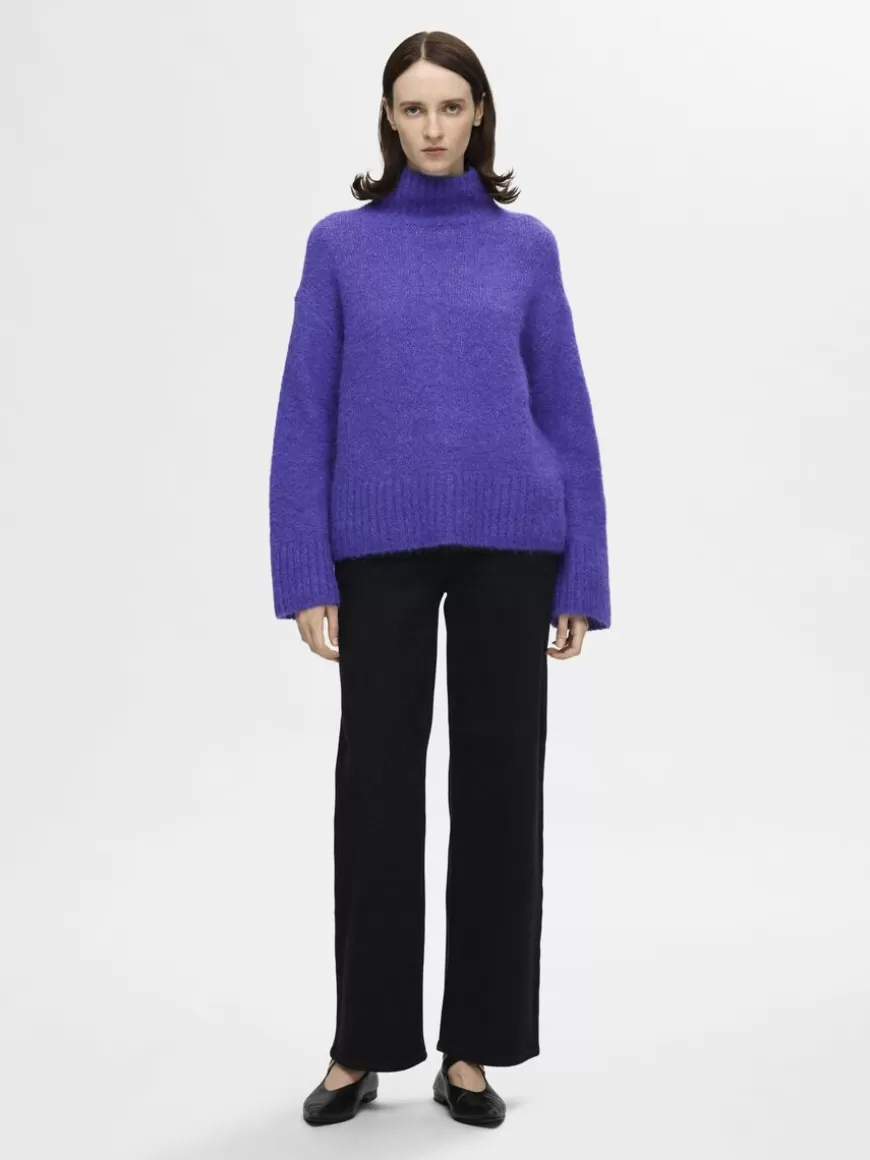 SELECTED HØYHALSET PULLOVER Purple Best