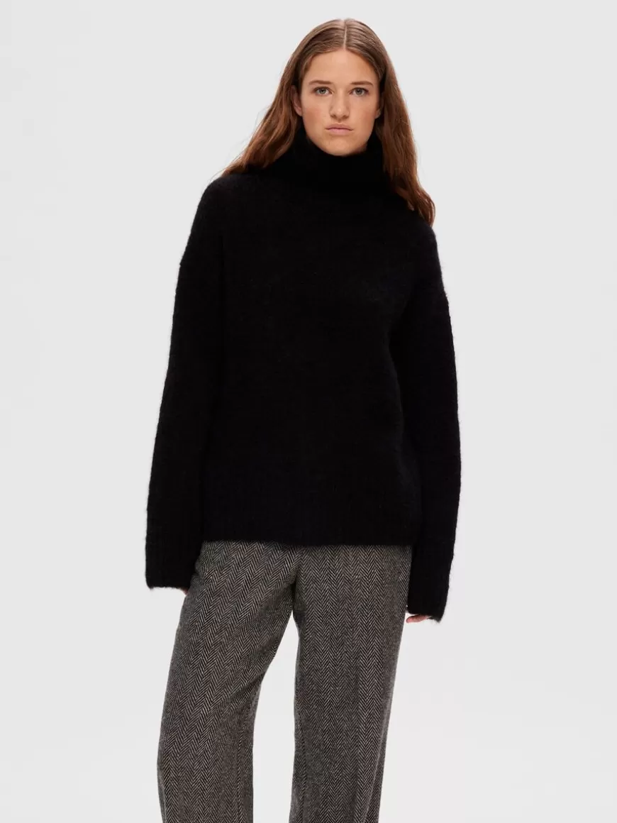 SELECTED HØYHALSET PULLOVER Black Shop