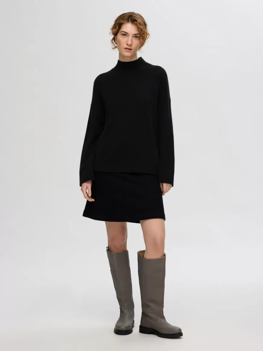 SELECTED HØYHALSET STRIKKET PULLOVER Black Cheap