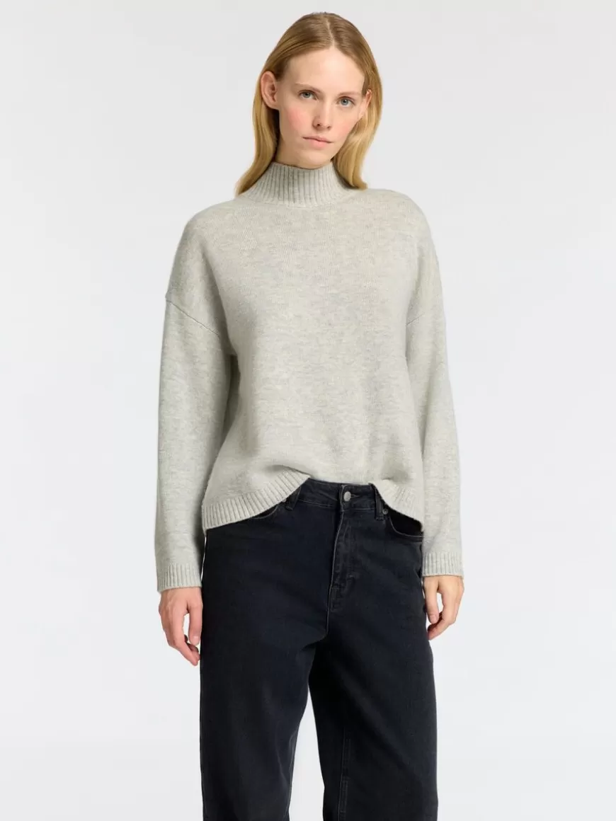 SELECTED HØYHALSET STRIKKET PULLOVER Grey Outlet