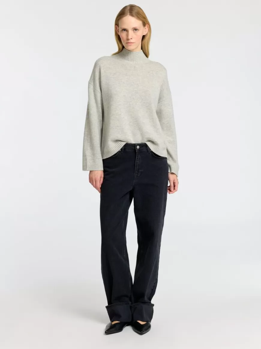 SELECTED HØYHALSET STRIKKET PULLOVER Grey Outlet