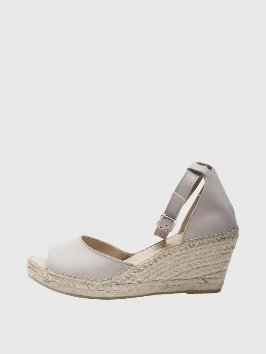 SELECTED HØYHÆLT SKINN ESPADRILLER Beige Cheap