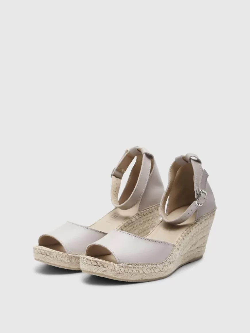 SELECTED HØYHÆLT SKINN ESPADRILLER Beige Cheap