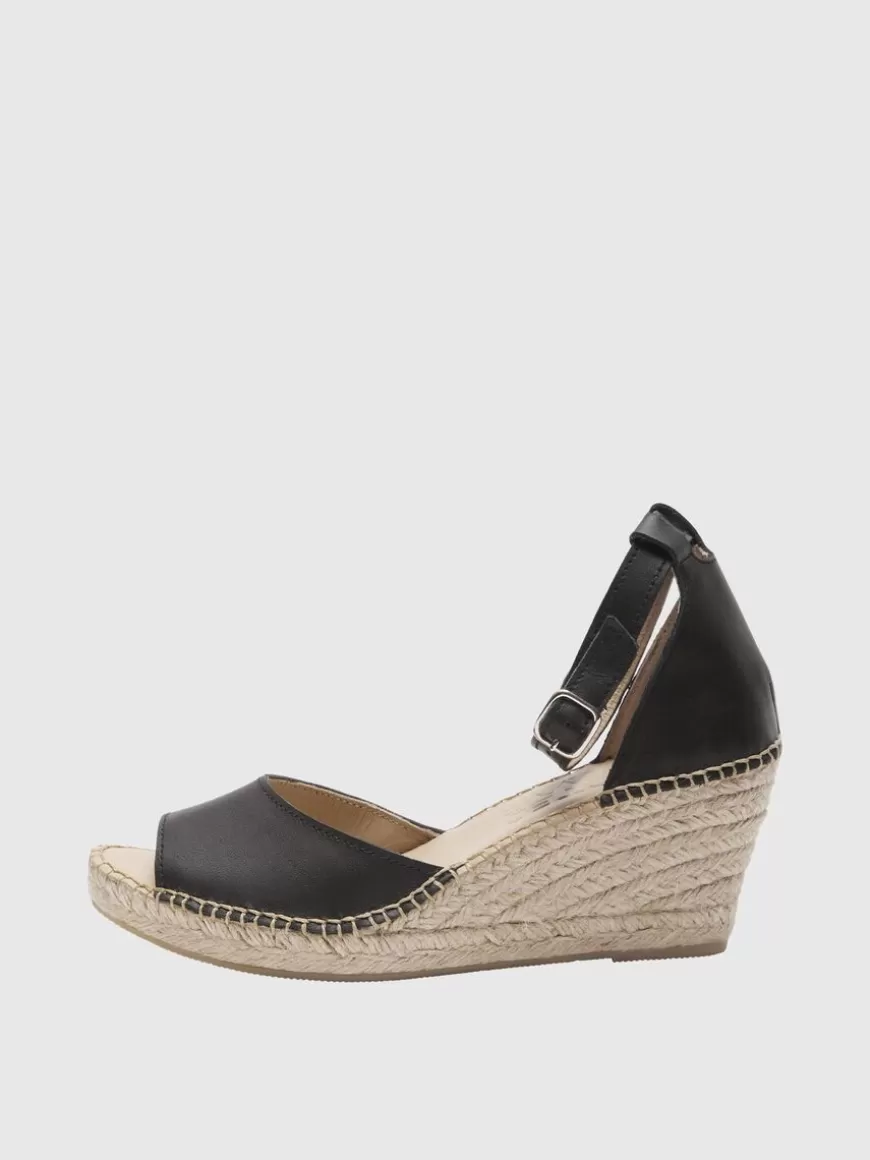 SELECTED HØYHÆLT SKINN ESPADRILLER Black Cheap