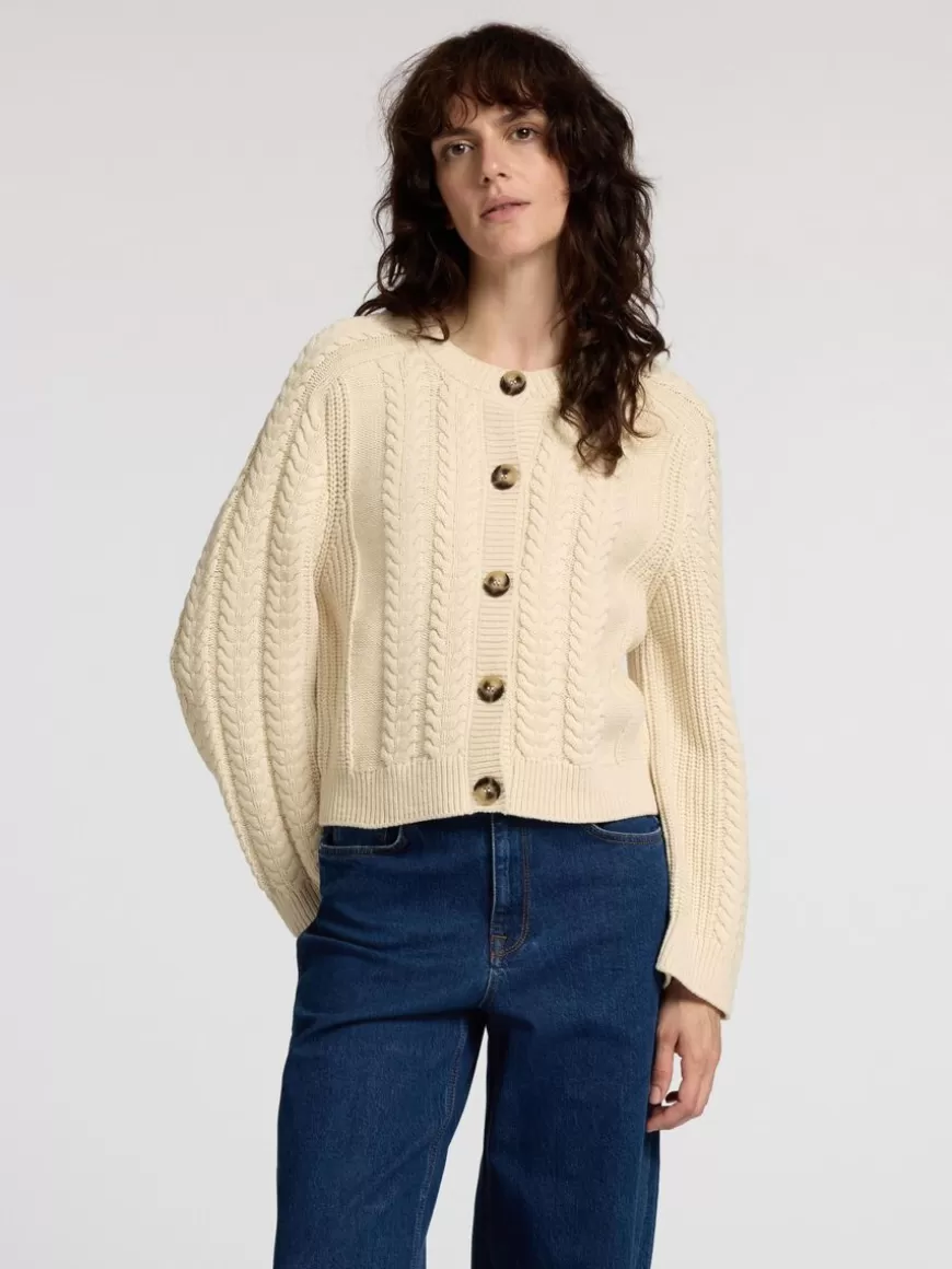 SELECTED KABELSTRIKK CARDIGAN Beige Cheap