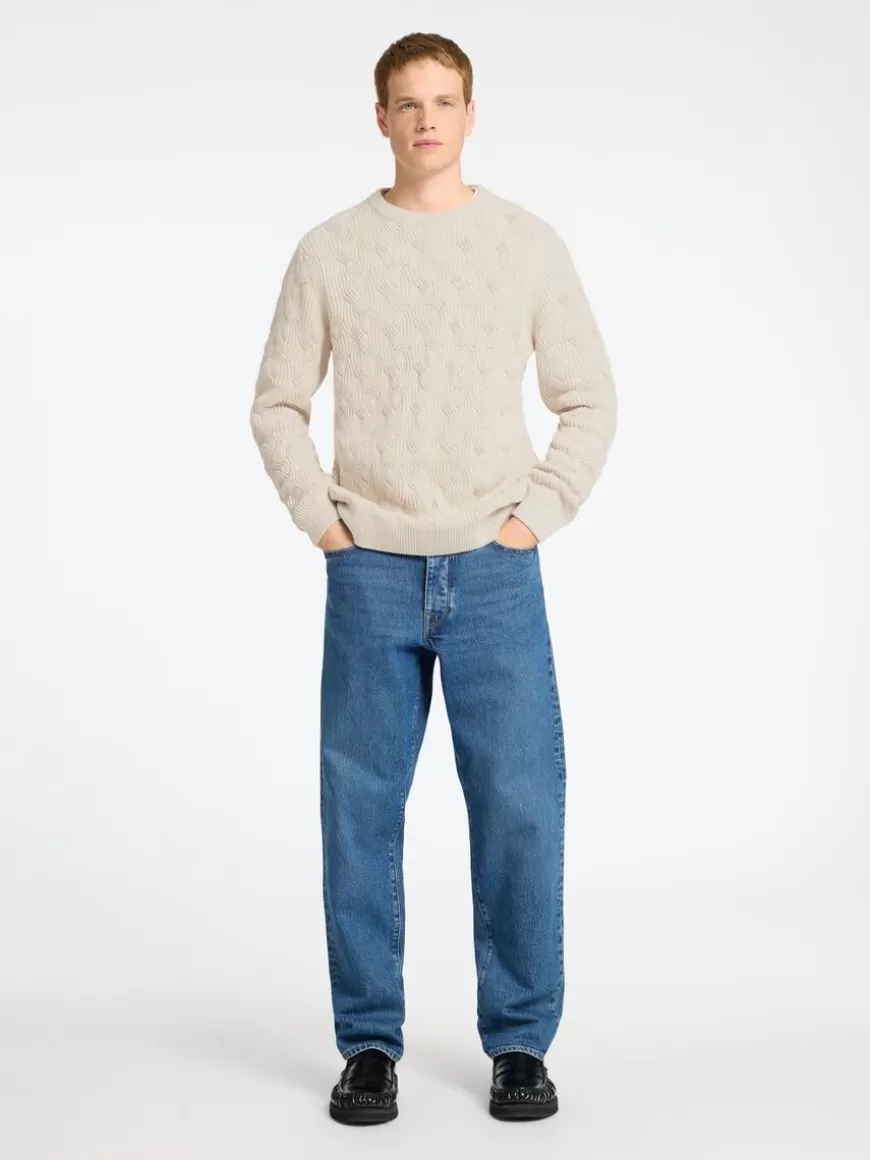 SELECTED KABELSTRIKK CREW NECK-GENSER Beige Store