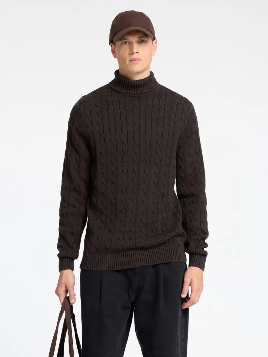 SELECTED KABELSTRIKK PULLOVER Brown Fashion