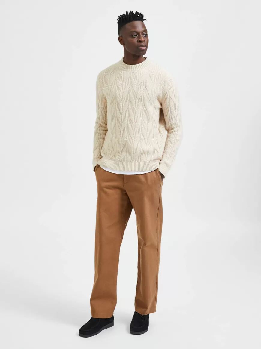 SELECTED KABELSTRIKK STRIKKET PULLOVER Beige Discount