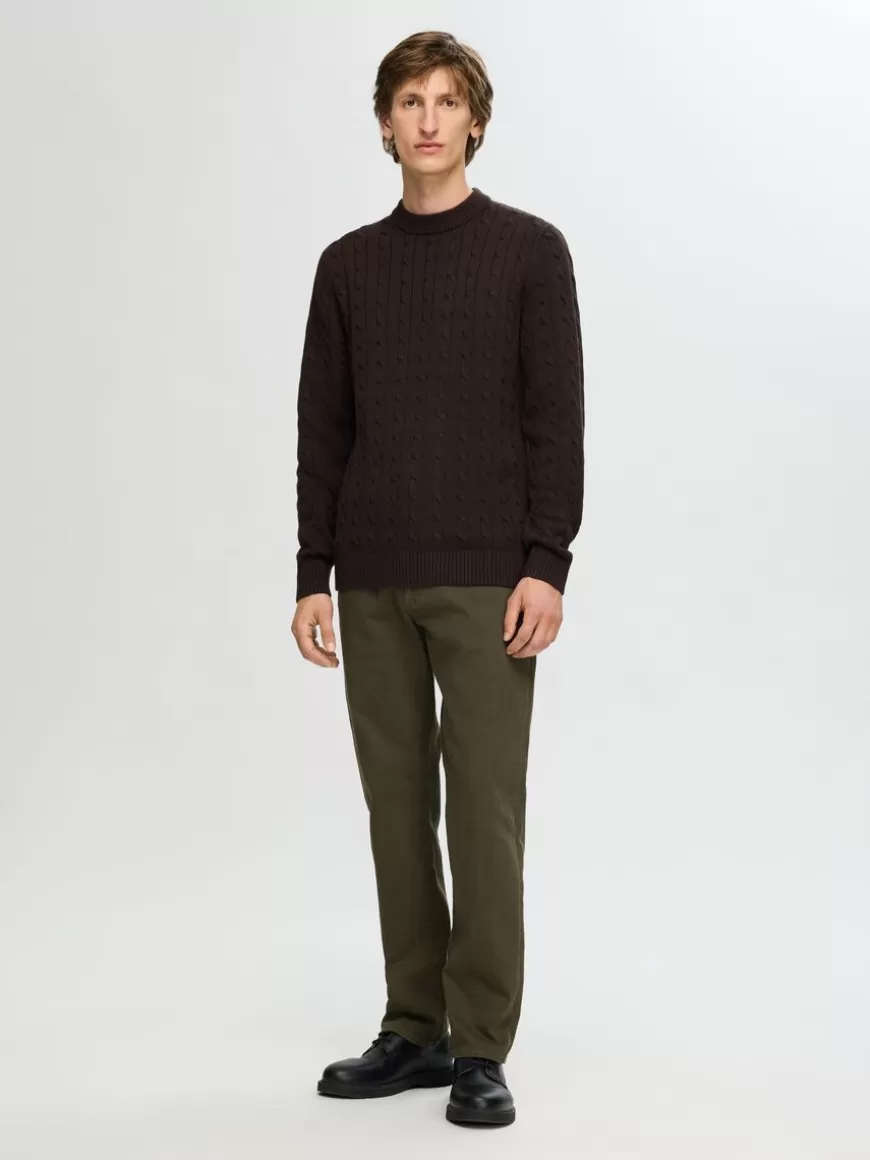 SELECTED KABELSTRIKK STRIKKET PULLOVER Brown Discount