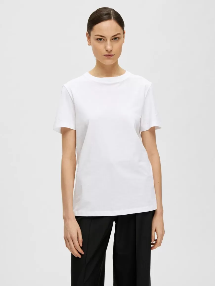 SELECTED KLASSISK T-SKJORTE White Clearance