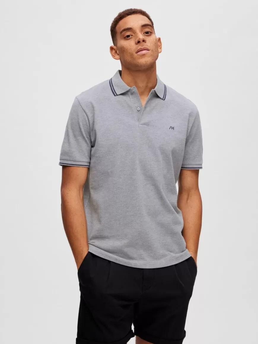 SELECTED KORTERMET POLOSKJORTE Grey Clearance