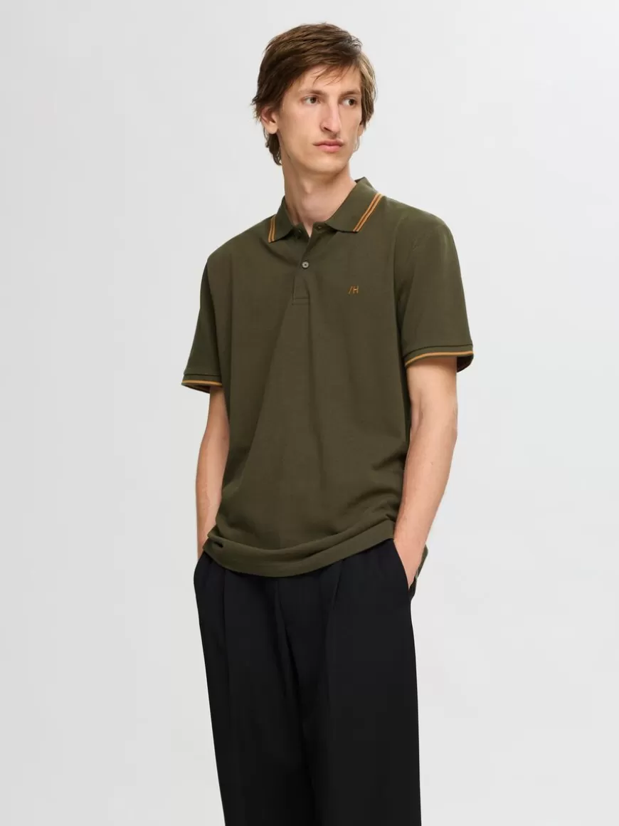 SELECTED KORTERMET POLOSKJORTE Green Cheap