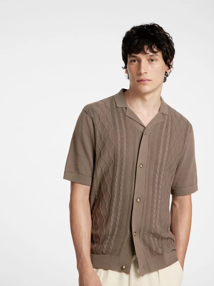 SELECTED KORTERMET STRIKKET CARDIGAN Brown Flash Sale