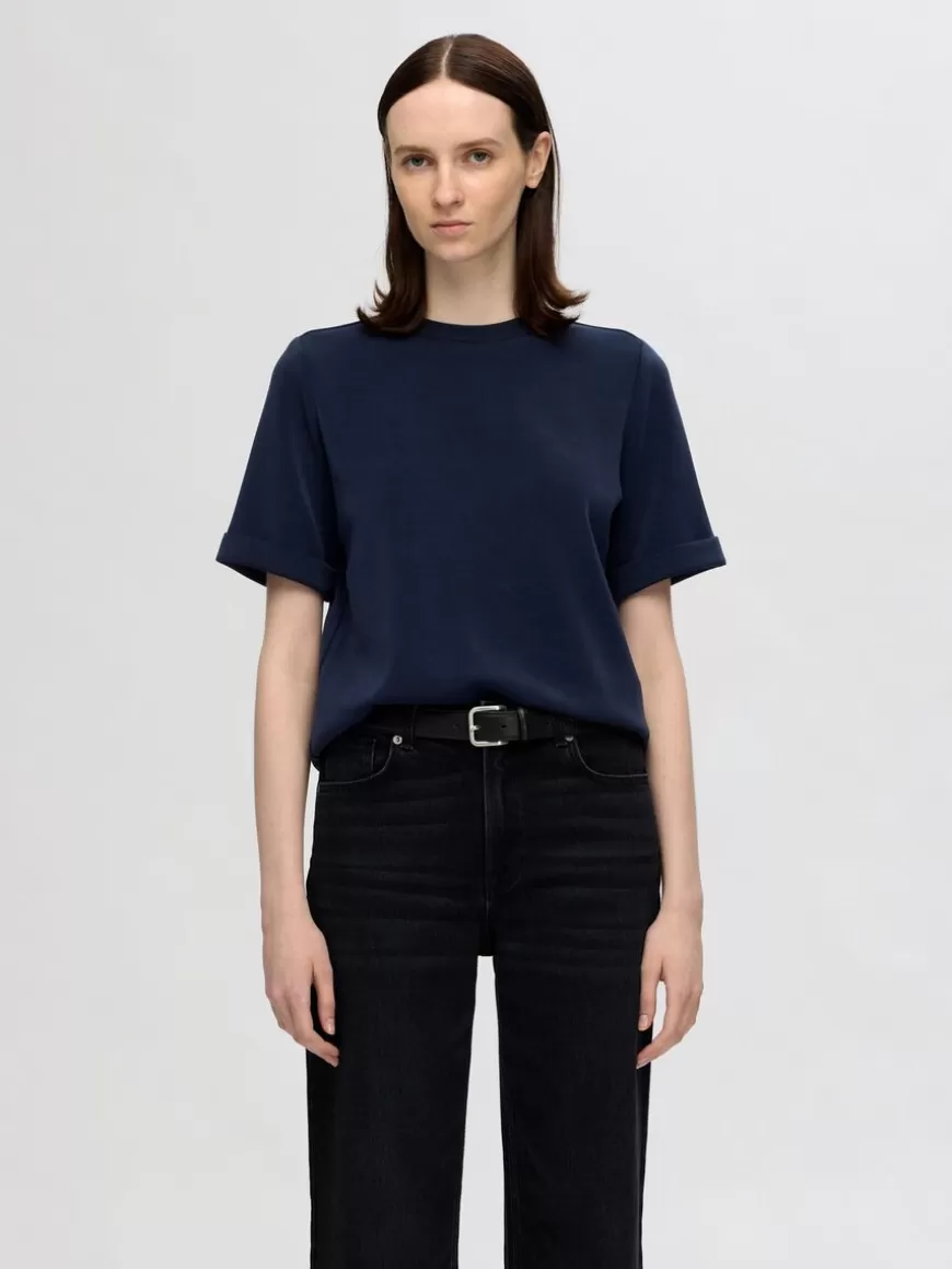 SELECTED KORTERMET T-SKJORTE Blue Fashion