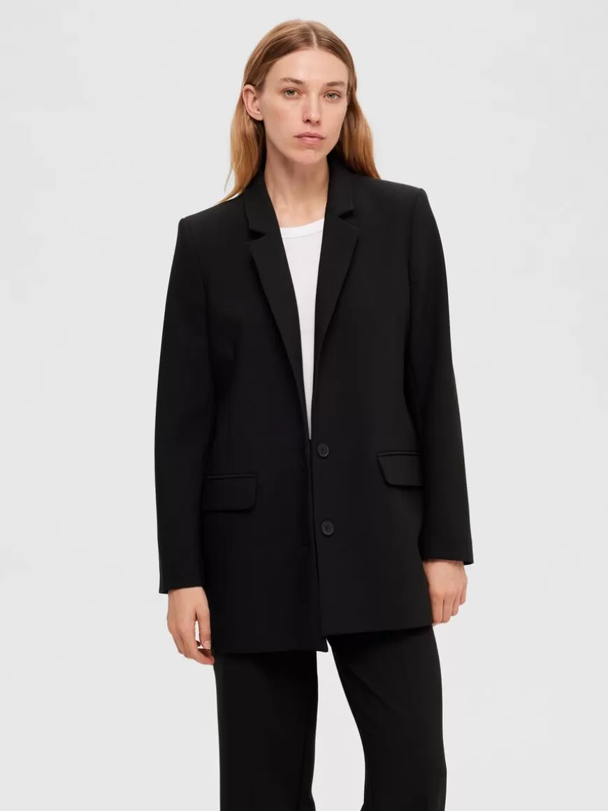 SELECTED LANG AVSLAPPET PASSFORM ENKELTSPENT BLAZER Black Sale