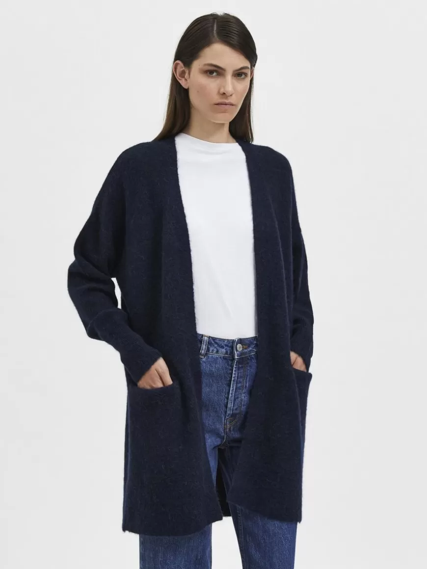 SELECTED LANG STRIKKET CARDIGAN Blue Cheap