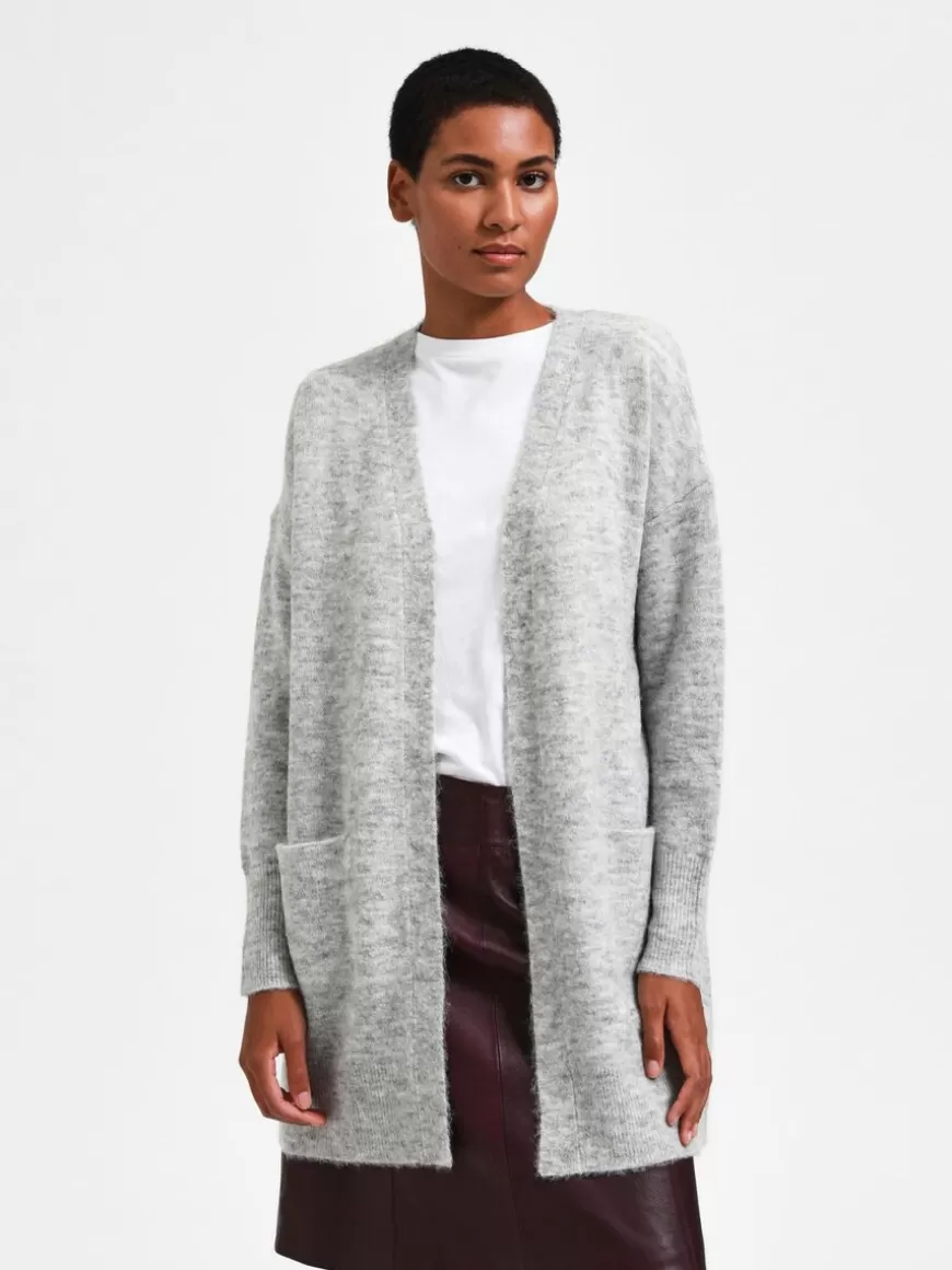 SELECTED LANG STRIKKET CARDIGAN Grey Flash Sale