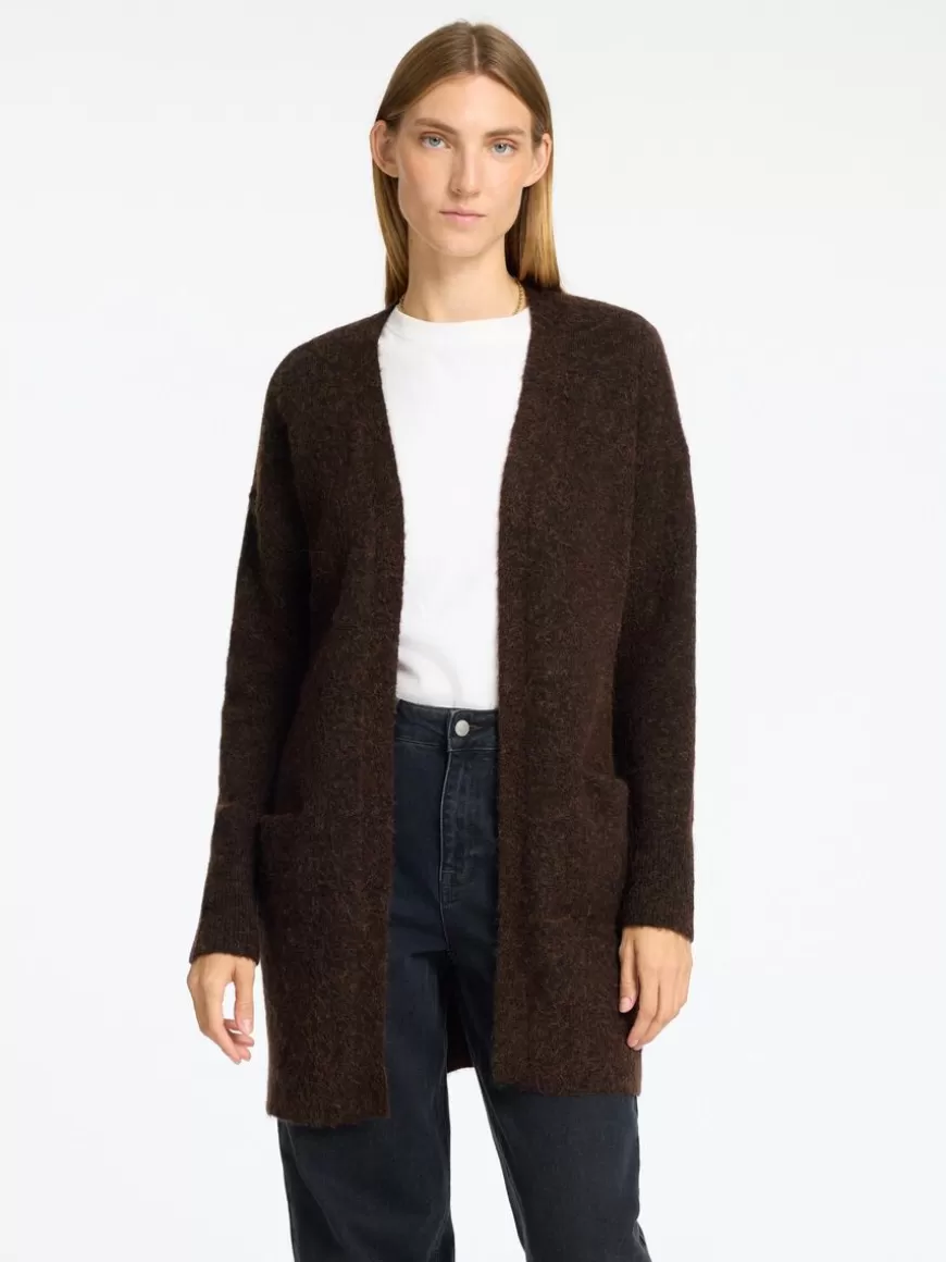 SELECTED LANG STRIKKET CARDIGAN Brown Discount