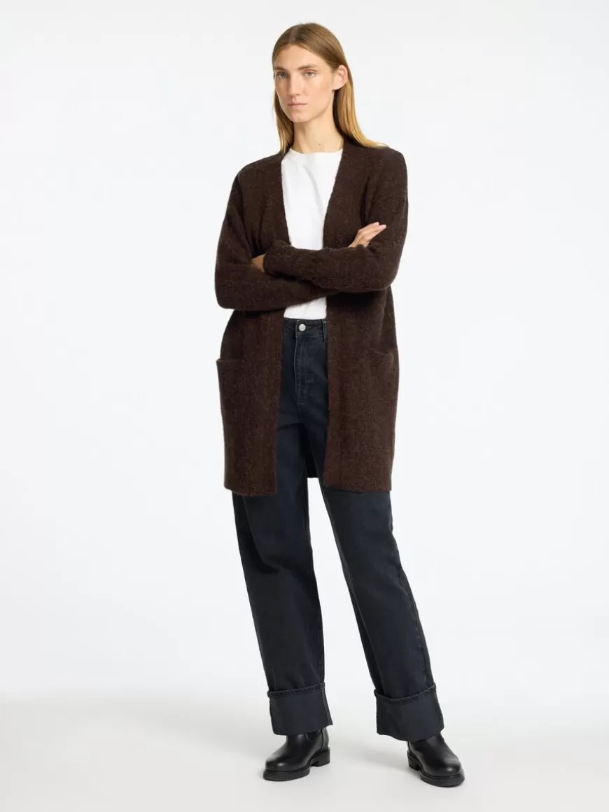 SELECTED LANG STRIKKET CARDIGAN Brown Discount