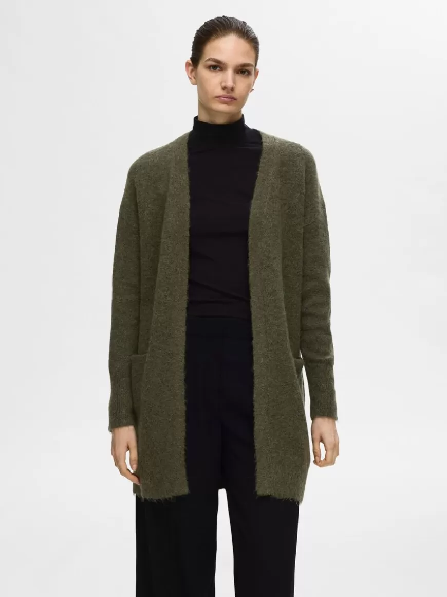 SELECTED LANG STRIKKET CARDIGAN Green Flash Sale