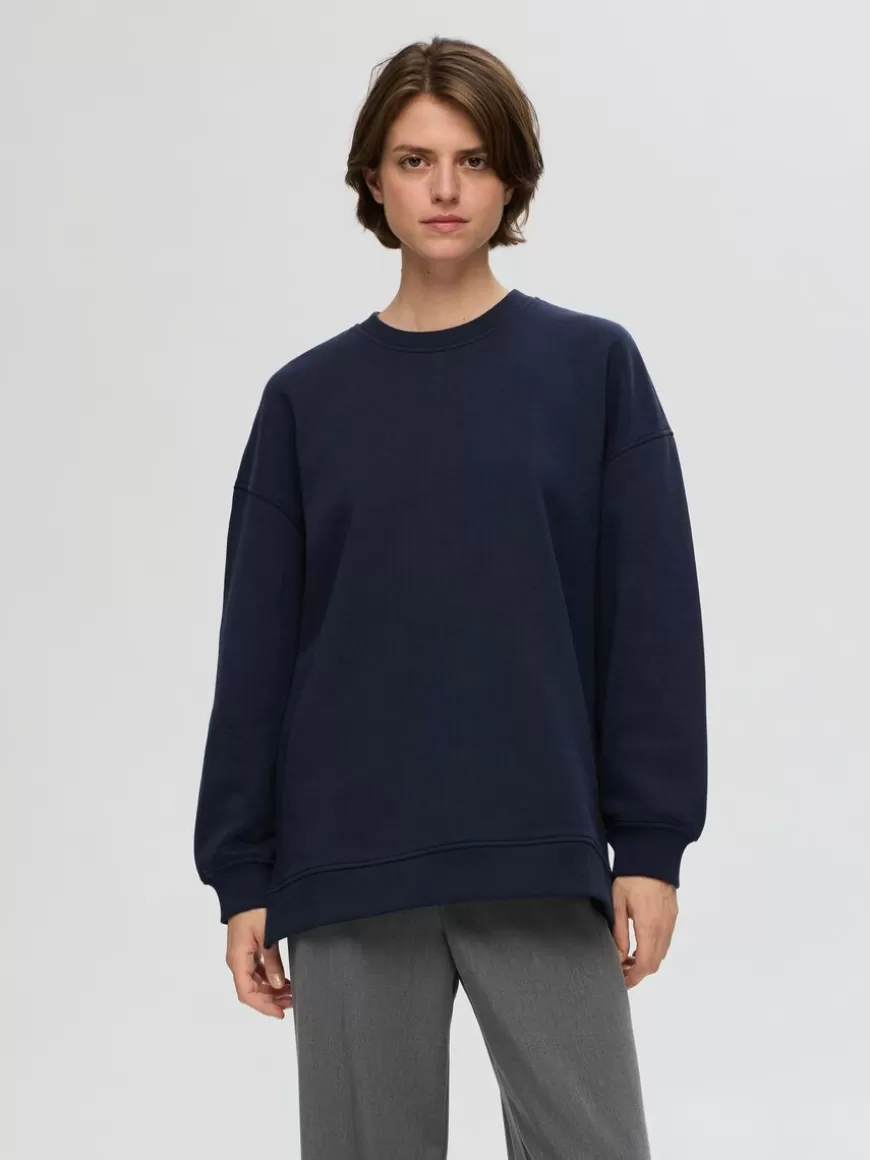 SELECTED LANG SWEATSHIRT Blue Cheap