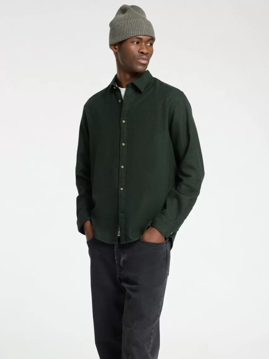 SELECTED LANGE ERMER FLANELLSKJORTE Green Best