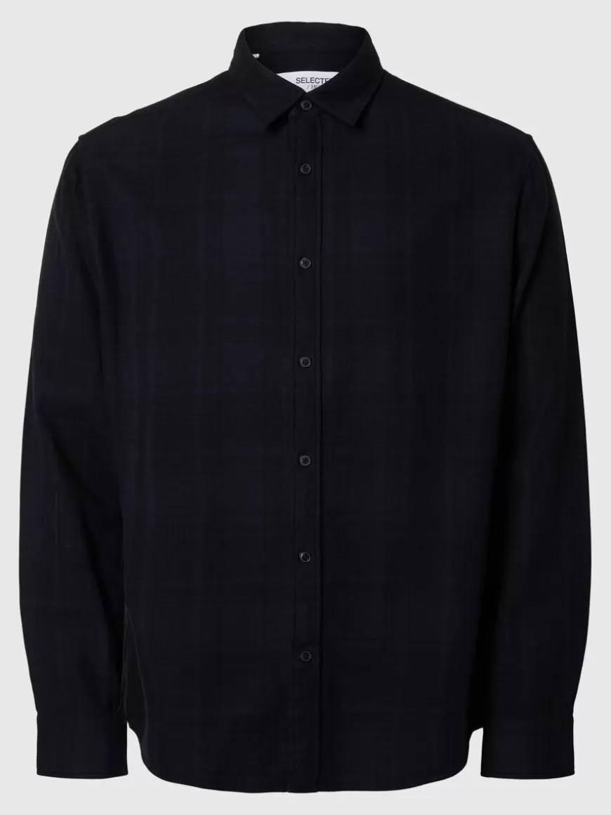 SELECTED LANGE ERMER FLANELLSKJORTE Black Best Sale