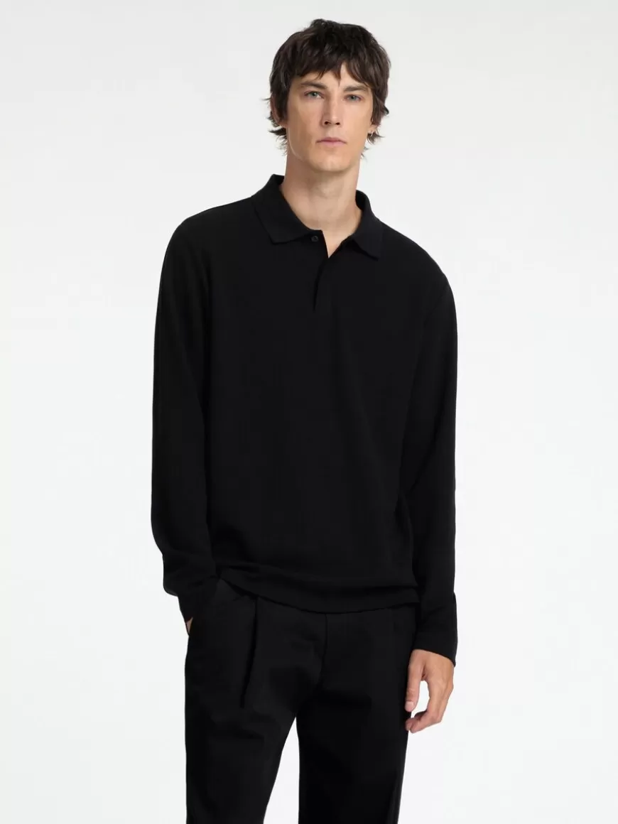 SELECTED LANGE ERMER POLOSKJORTE Black Best