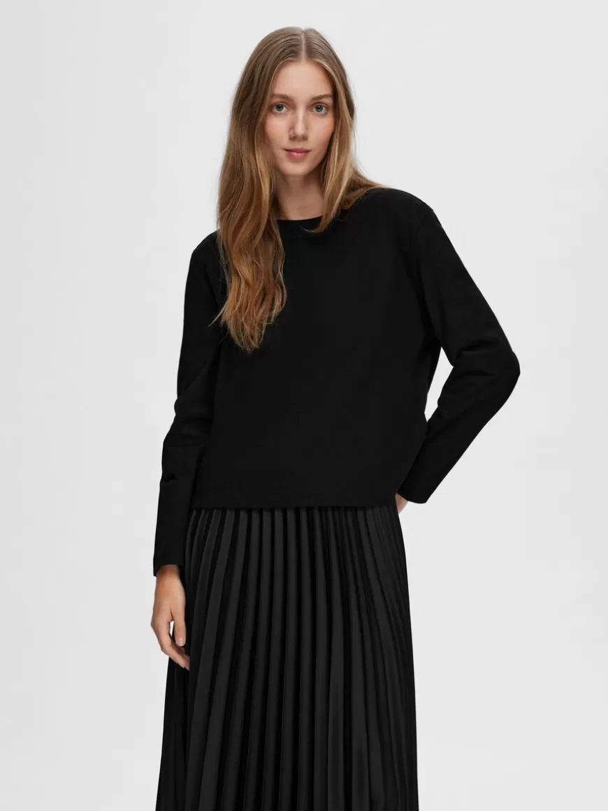 SELECTED LANGERMET BOXY T-SKJORTE Black Best Sale