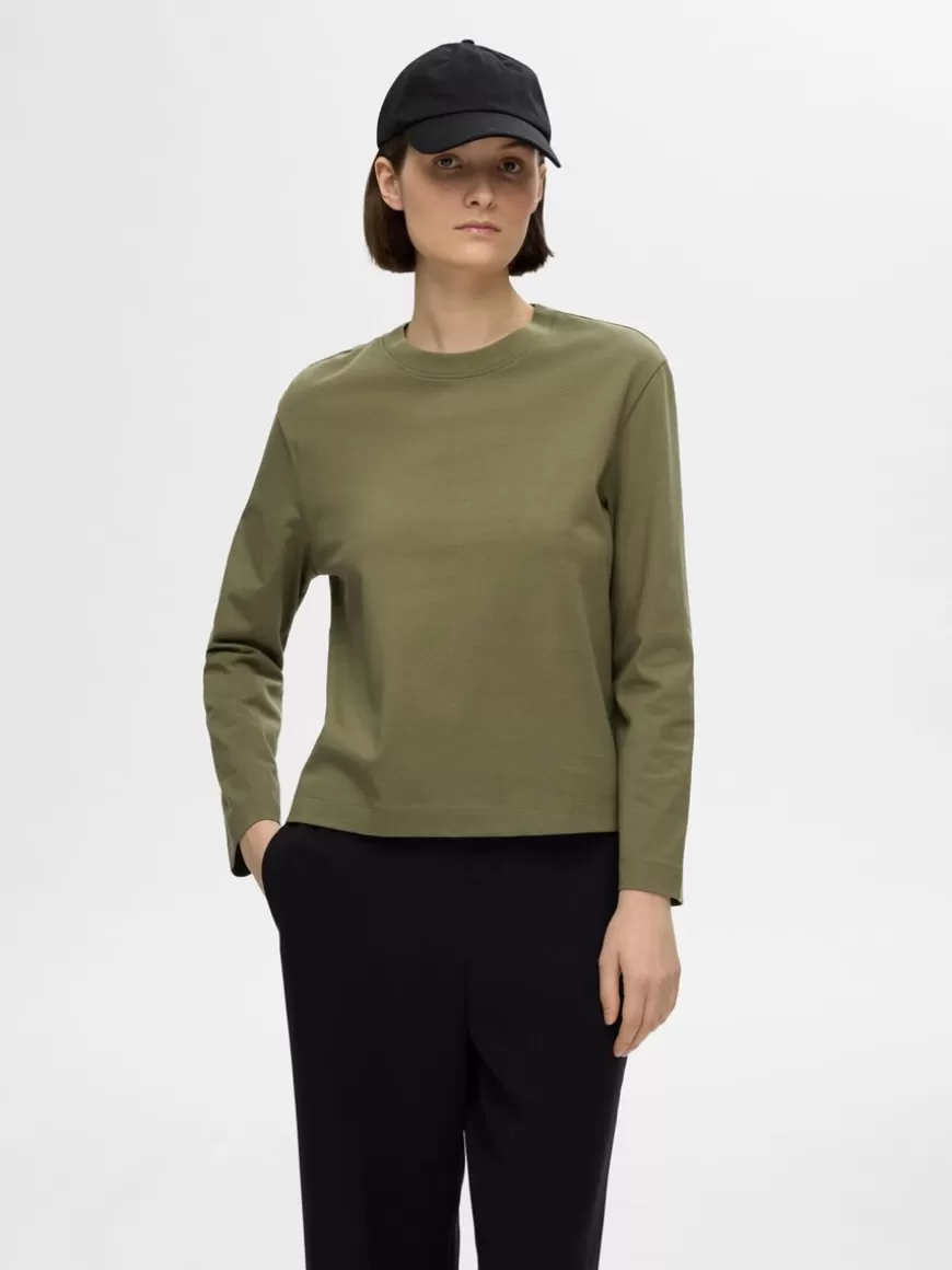 SELECTED LANGERMET BOXY T-SKJORTE Green Cheap