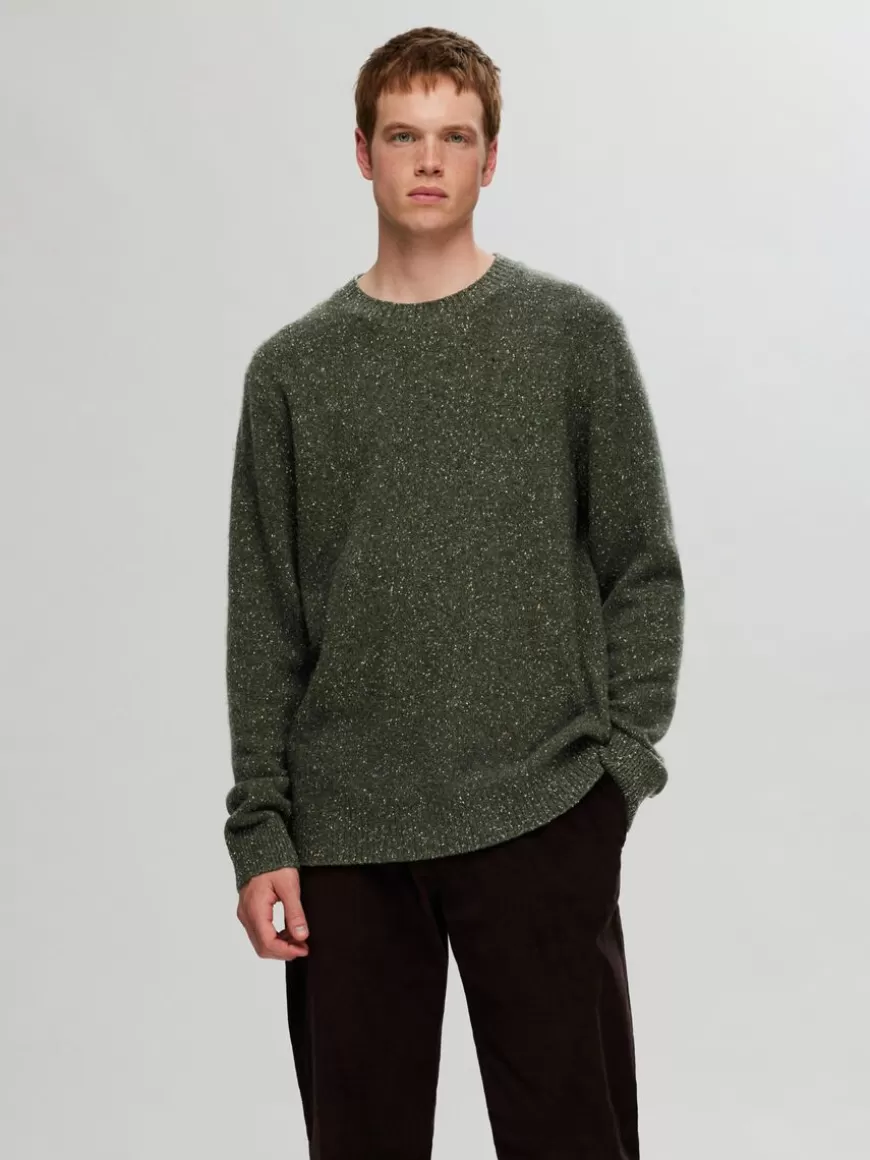 SELECTED LANGERMET CREW NECK-GENSER Green Cheap