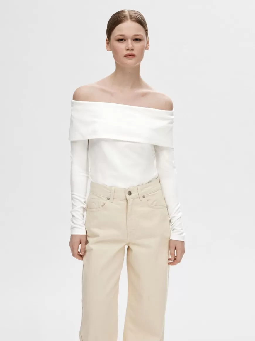 SELECTED LANGERMET OFF-SHOULDER TOPP White Shop