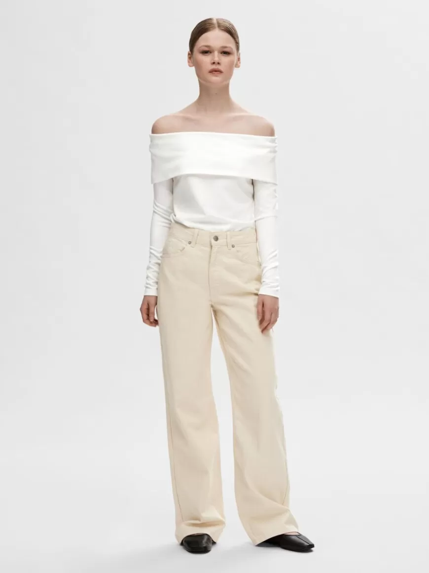 SELECTED LANGERMET OFF-SHOULDER TOPP White Shop