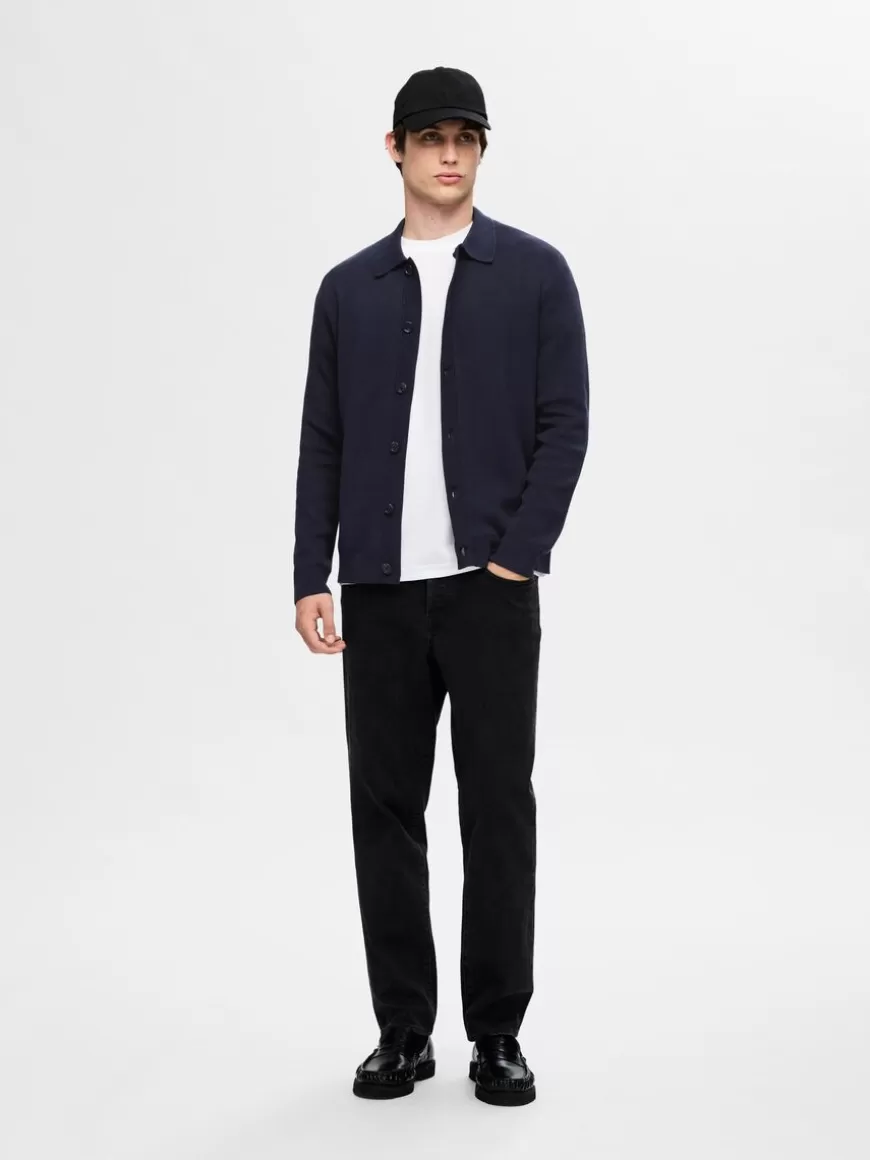 SELECTED LANGERMET POLO CARDIGAN Blue New