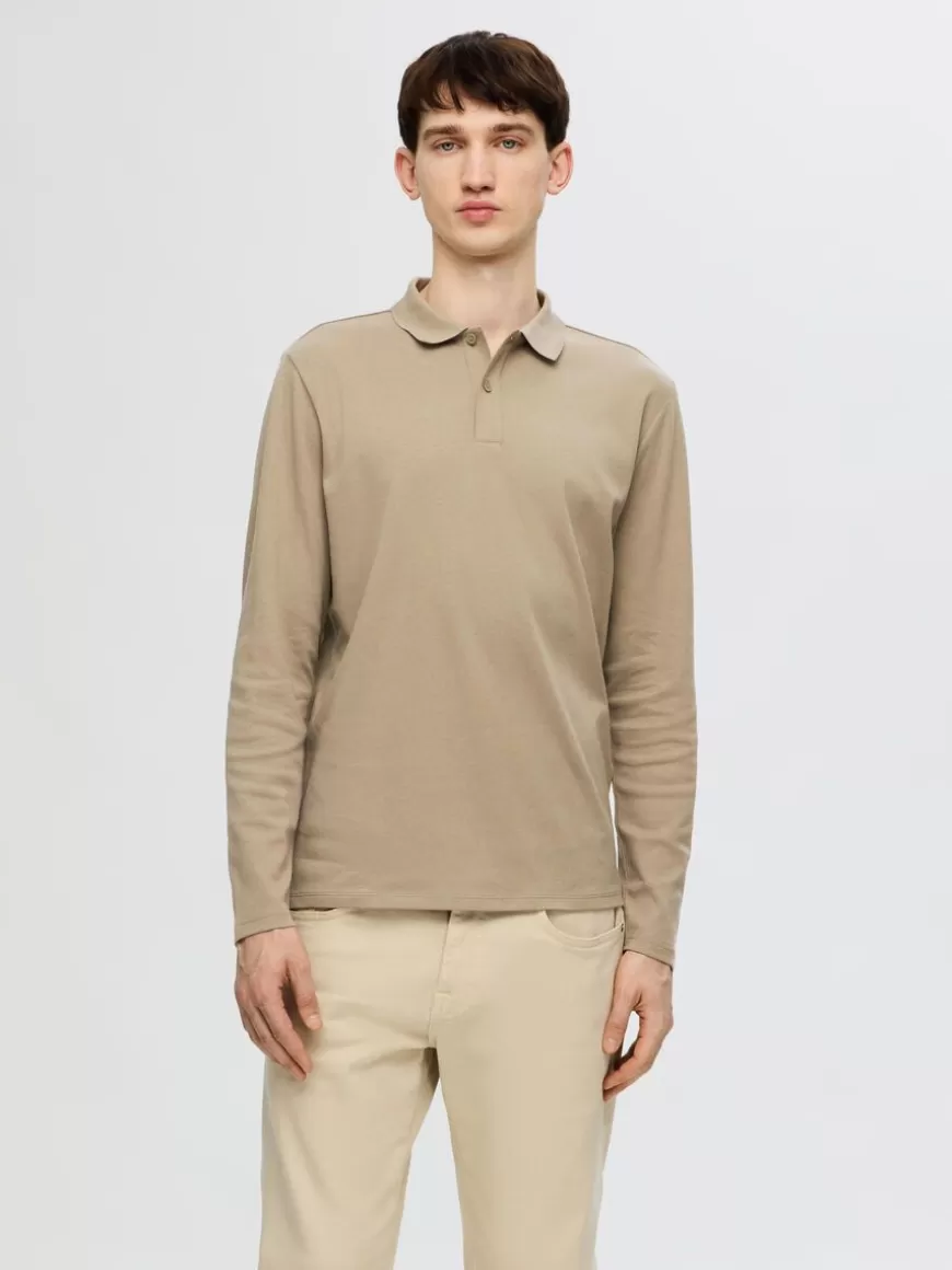 SELECTED LANGERMET POLOSKJORTE Beige Fashion