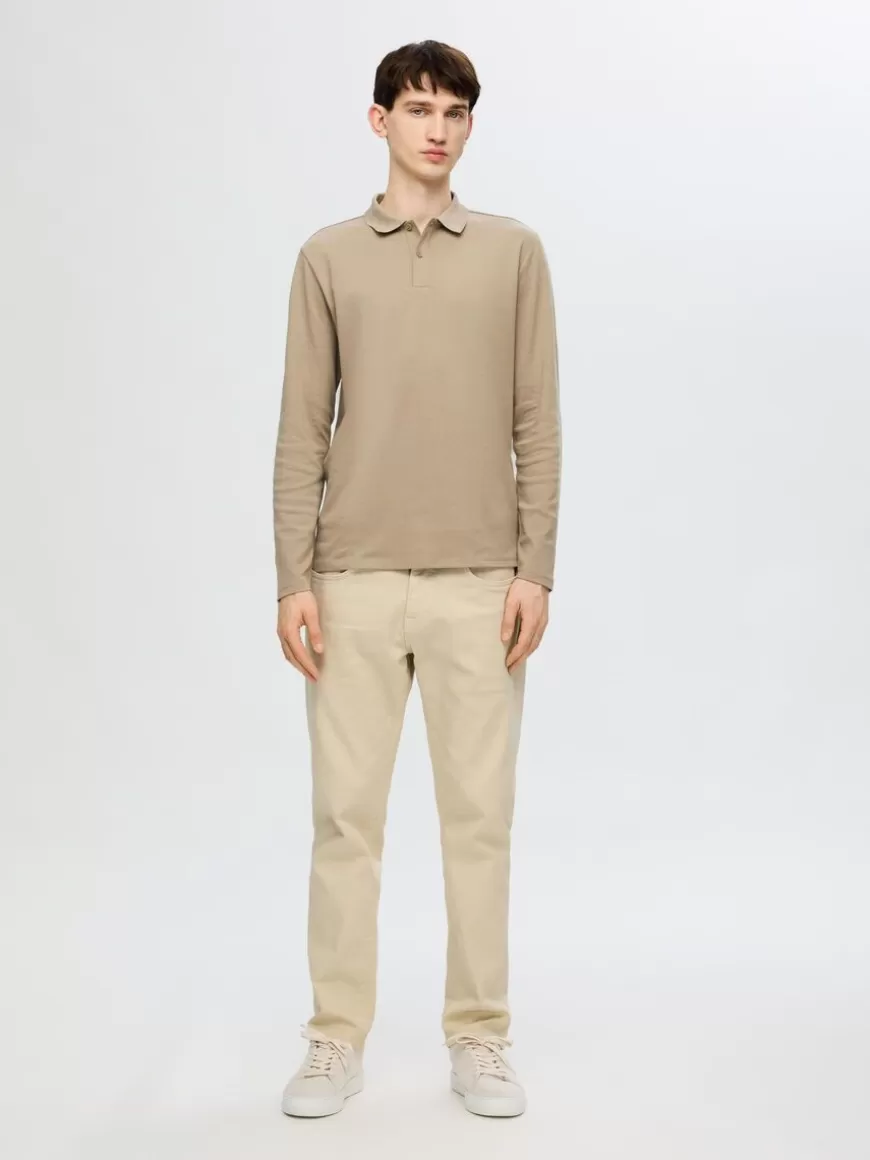 SELECTED LANGERMET POLOSKJORTE Beige Fashion